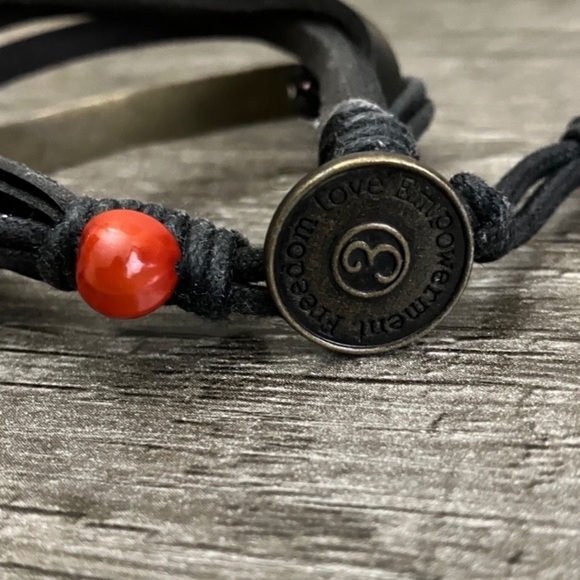 Rose gold spike and leather namaste freedom love empowerment fun bracelet bundle - Picture 3 of 4